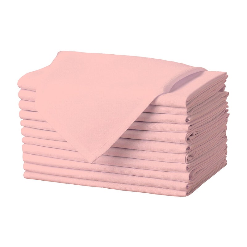 Gee Di Moda Cloth Napkins - 17 x 17 Inch Pink Dinner Napkins - Set of 12 Soft & Absorbent Washable Fabric Cloth Table Napkins with Hemmed Edges for Hotel Restaurant, Holiday Parties & Wedding - Image 1